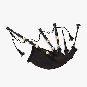 3D Scottish Bagpipes Instrument Black model