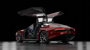3D Generic Futuristic supercar with gull-wing door-equipped