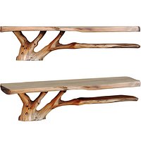 Console Table TV Stand made of solid wood rustic living room 3D model