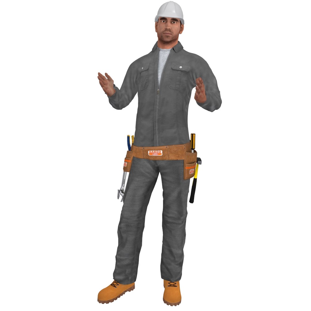 3d Model Rigged Worker Biped Man