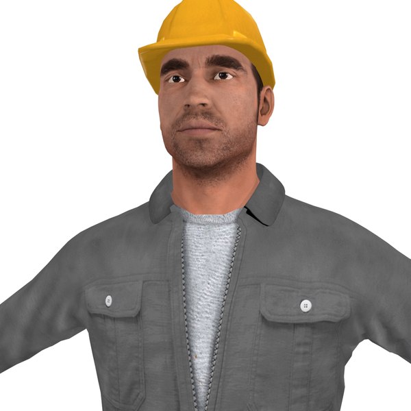 3d model rigged worker biped man
