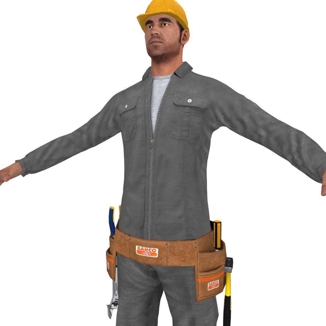 3d Model Rigged Worker Biped Man