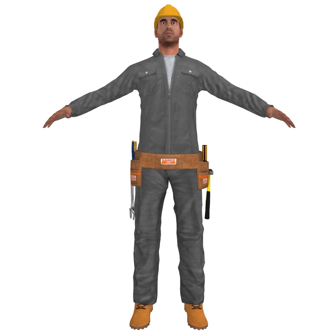 3d Model Rigged Worker Biped Man