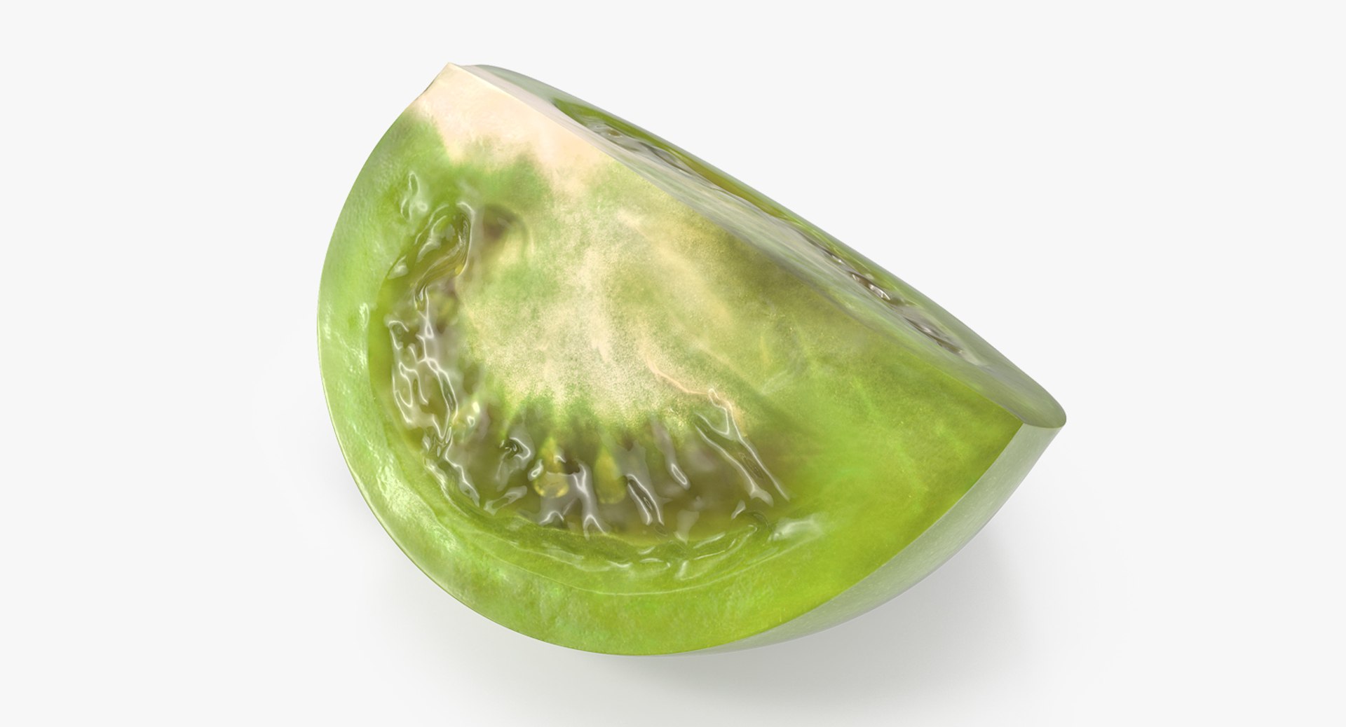 Quarter of Green Tomato 3D Model 3D model preview
