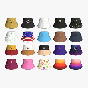 3D model 20 Bucket Hat Collection - Character Design Fashion