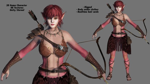 3D AAA Fantasy Female Character - The Warrior Elf 3D model