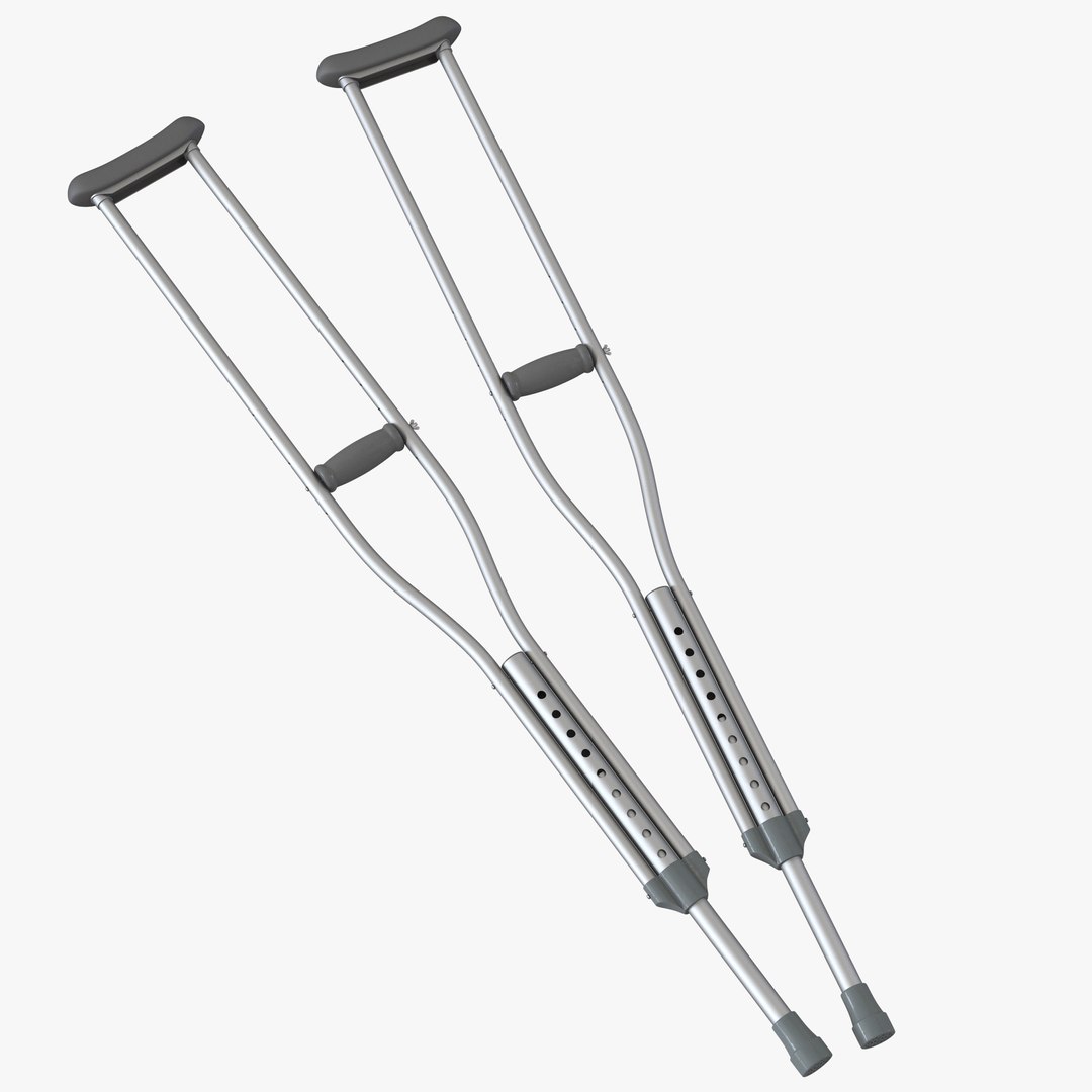 Push Button Crutches 3D Model 3D model preview