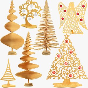 Wooden Christmas Accessories Collection V2 3D model