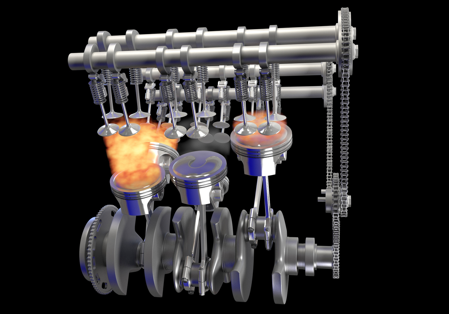 modelo 3d Motor V6 animado con encendido de gasolina - TurboSquid 1344291
