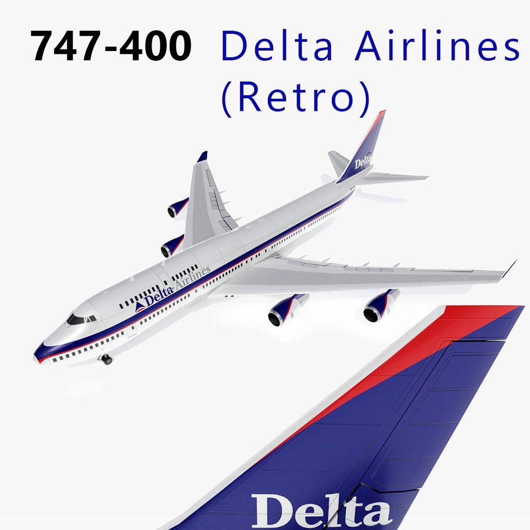 3d Model 747-400 Airliner Delta 747 Jumbo