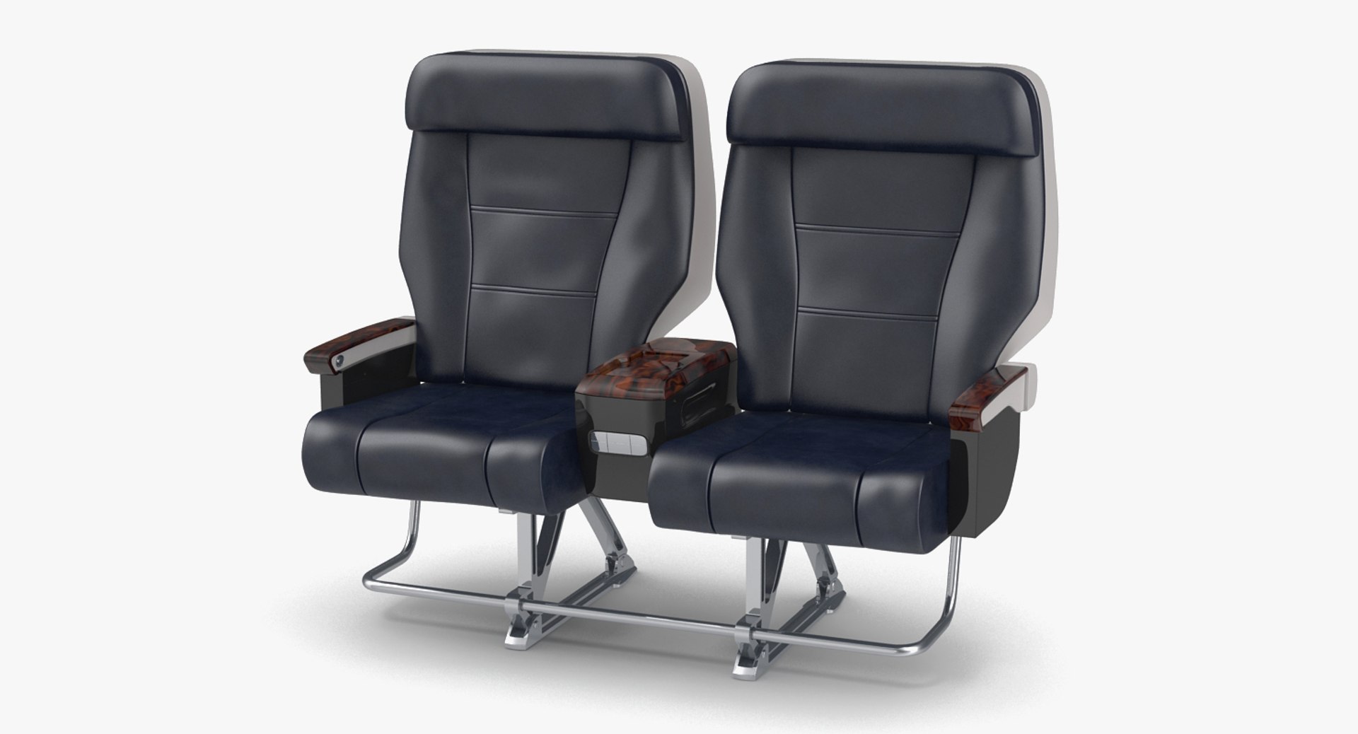 First Class Passenger Double Aircraft Seat 3D Model 3D model preview