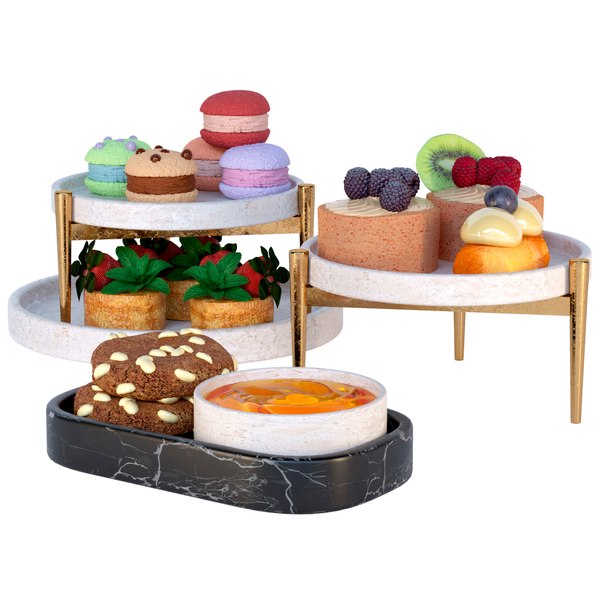 modelo 3d Tray with desserts 3 - TurboSquid 1954284