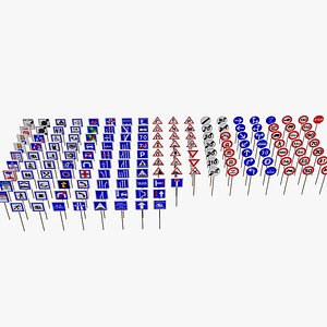 French road sign Low-poly 3D model