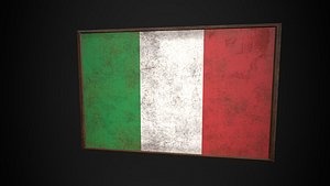 Old Picture Frame With Italy  Flag - Game Ready PBR Low-poly 3D Model 3D model