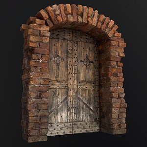 3D old door medieval model