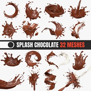 3D Splash Chocolate 32 Meshes 3D Model Collection model