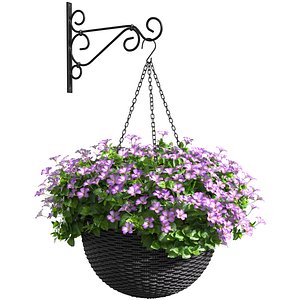 Hanging basket flowerpot rattan pot with flowers