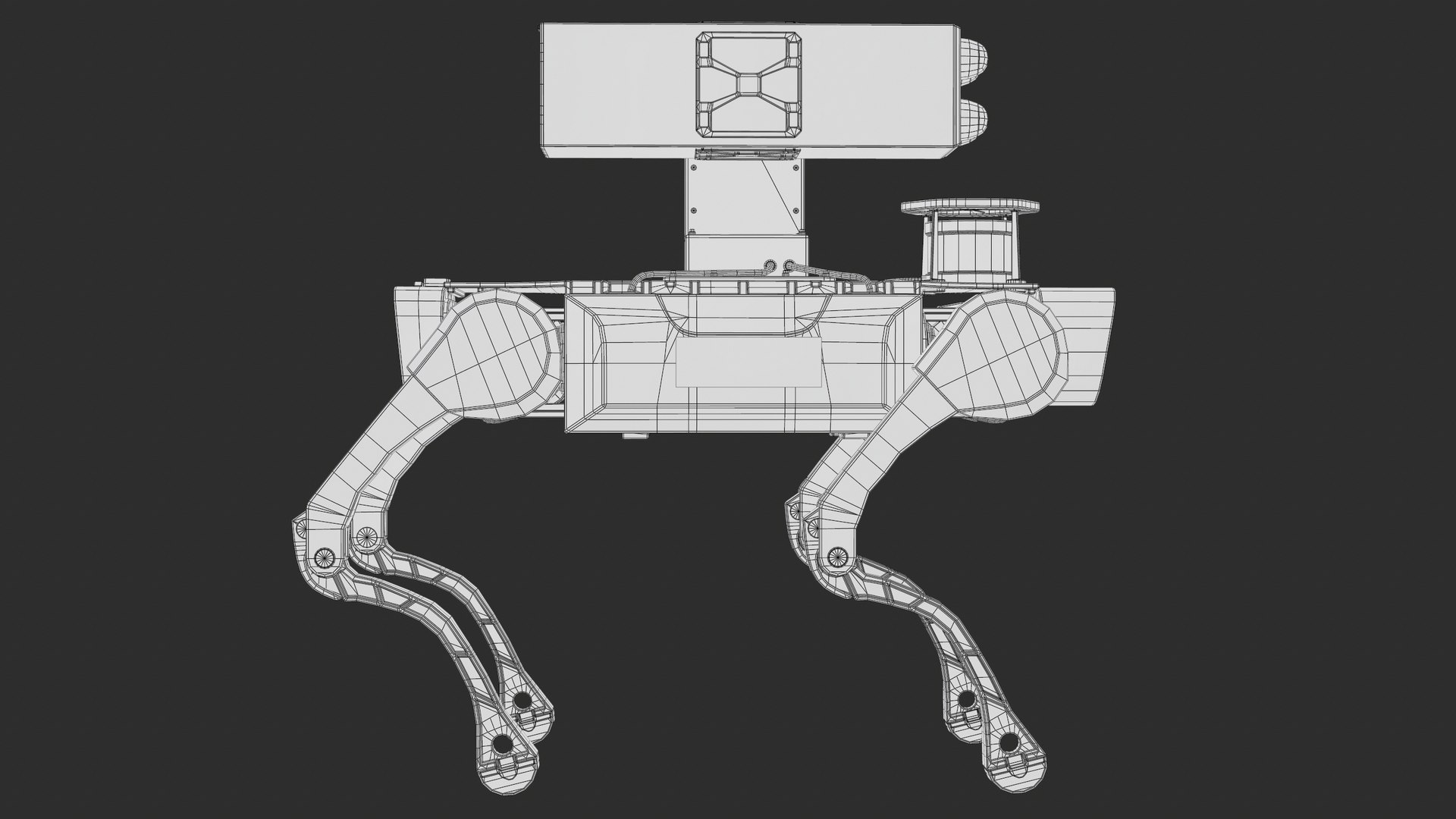 3D Rigged Anti Aircraft Military Robot Dog X20 Jueying Deep Robotics PBR model https://p.turbosquid.com/ts-thumb/pF/S1QB5H/Bv/screenshot022/png/1780601361/1920x1080/fit_q87/5b1a5df6f51685f463d2b0820bb5021d65771a15/screenshot022.jpg