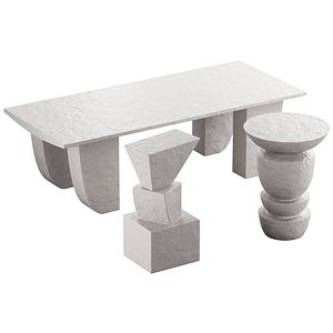 3D model 363 Coffee Cocktail and Side tables 02 Diego Stacked Bercy