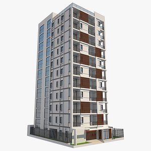3D apartment building 43 model