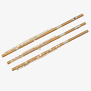 3D Concert Flute Copper Barss model