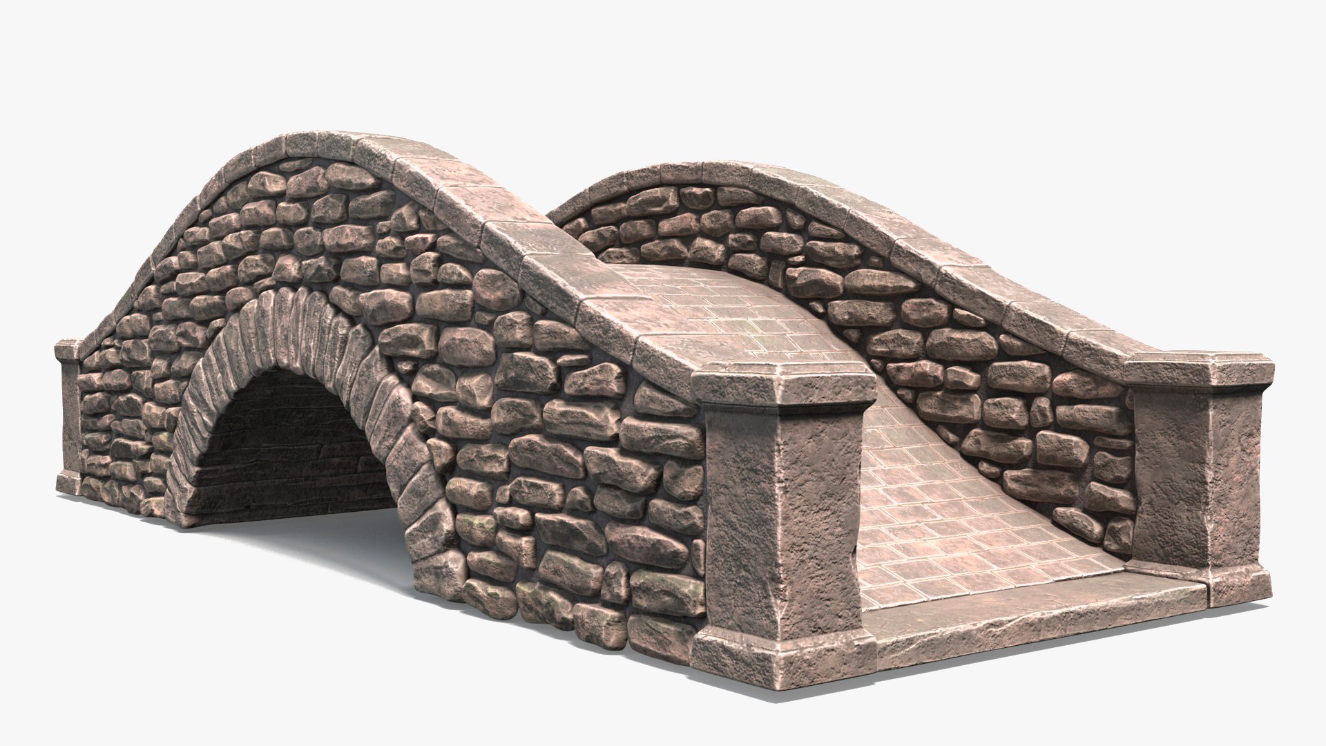 Stylized Stone Arch Bridge 3D model preview
