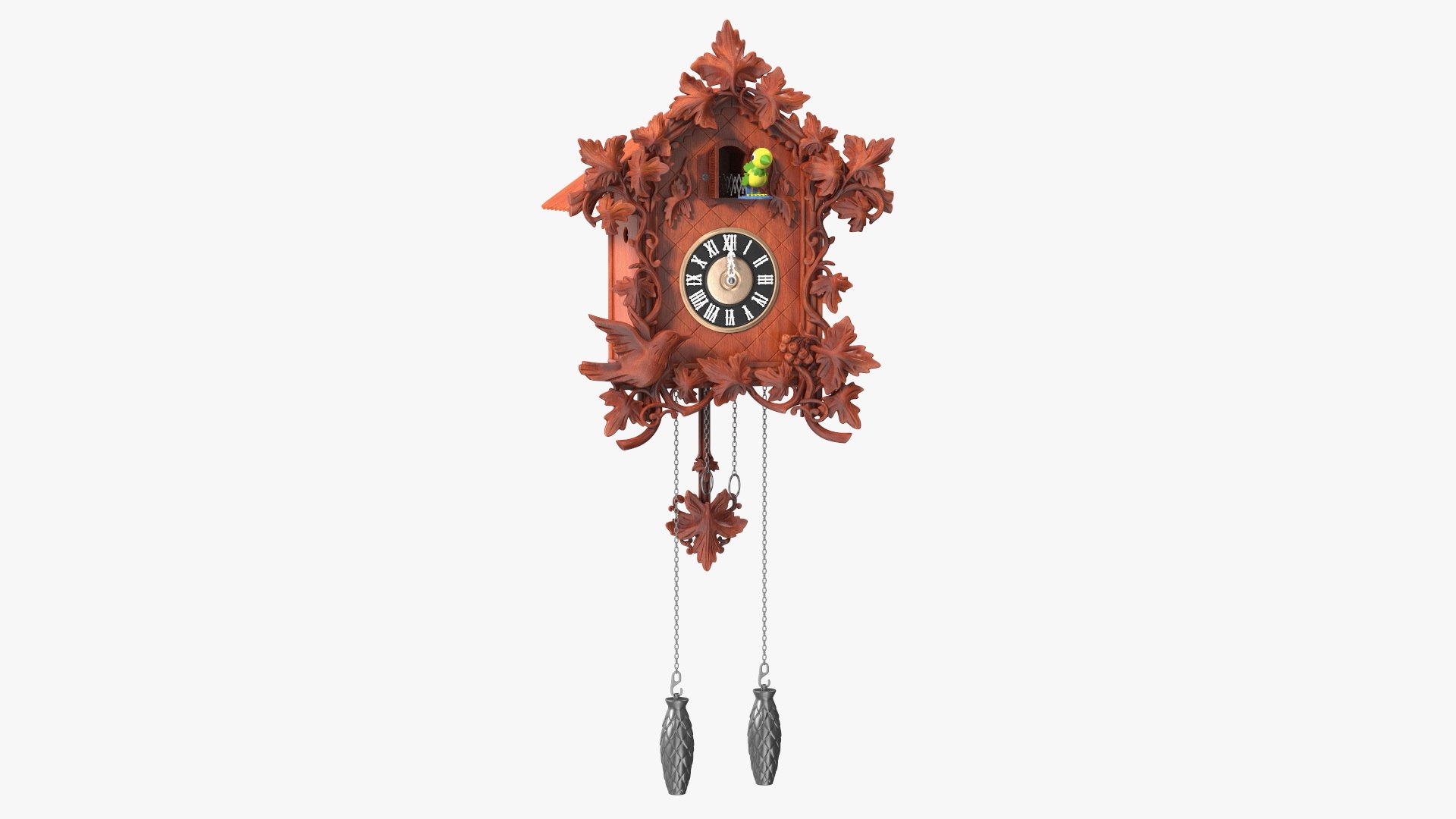 Wooden Cuckoo Clock Red Rigged 3D model preview
