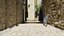 Escena 3d del callejón europeo