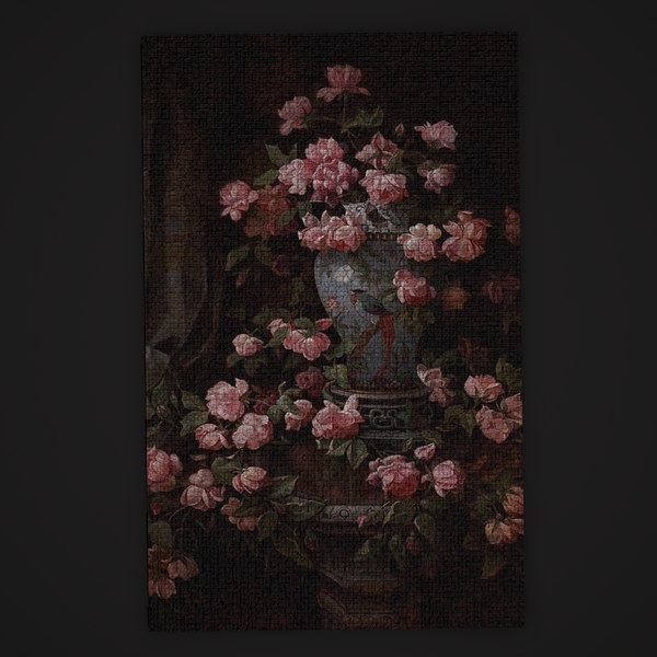 Medieval Pink FlowerTapestry 3D model