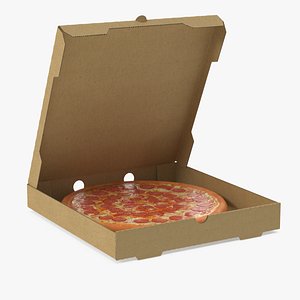 Pepperoni Pizza in Cardboard Box