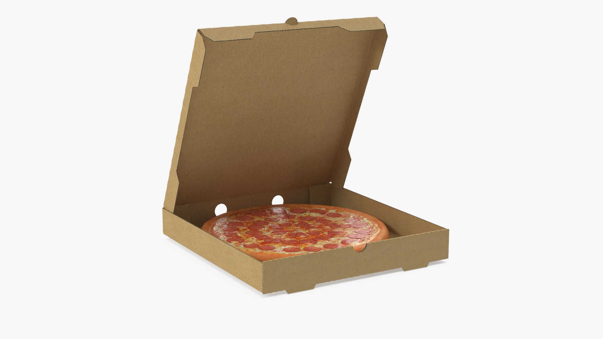 Pepperoni Pizza in Cardboard Box 3D model preview