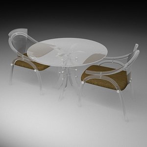 furniture set glass table 3d model