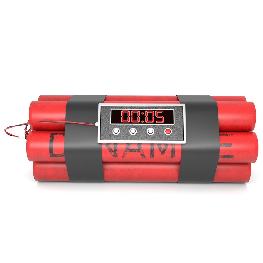 3D Timer Bomb Dynamite https://p.turbosquid.com/ts-thumb/pG/cXzKwR/m0/3/jpg/1649892780/1920x1080/fit_q87/7dd541e7c937c7f7a263c147e6894acd0132023b/3.jpg