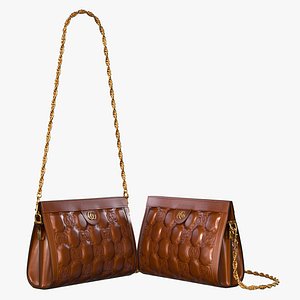 3D GG matelasse leather shoulder bag Light brown