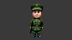 Cartoon World War II Soldier 3D