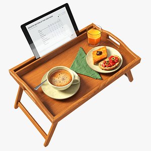3D Breakfast in bed tray model
