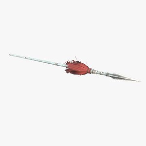 3D Ancient Asian Cold Weapon Red Spear