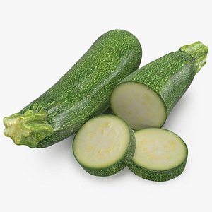 Fresh Green Zucchini Slices 4 3D model
