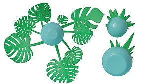 3D Set of cute plants model