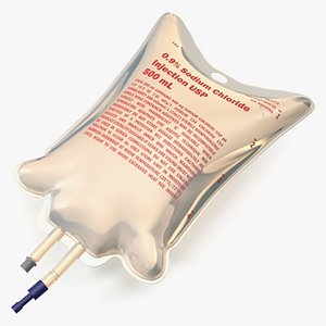 3D model Sodium Chloride Injection IV Bag 500ml