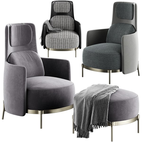 Modello 3D Minotti Tape Poltrona Bergere TurboSquid 1602748