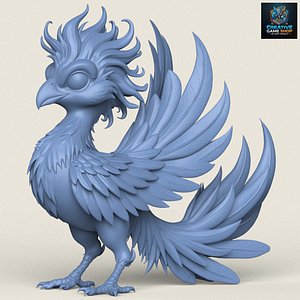 3D Fantasy Fire Bird Print Ready 3D Model