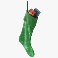 Christmas Stocking Green with Gifts 4 v2