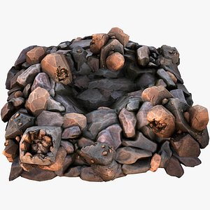 Copper Ore Deposits Rocks in Cave 3D model