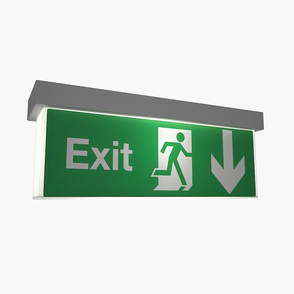emergency exit sign light 3d model
