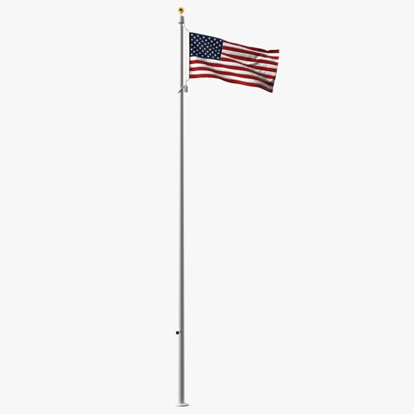 3D American Flag Waving Animated model