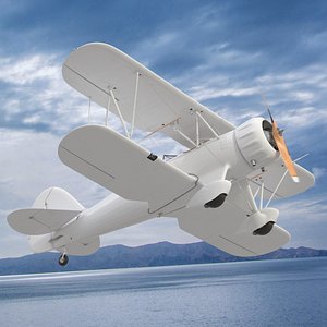3D Coastal Biplane YMF-5 White Rigged for Maya