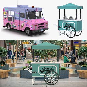 Ice Cream Vending Machines and Supplies 3D Models Collection