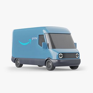 3D Amazon Delivery Van Low Poly Minimalistic model