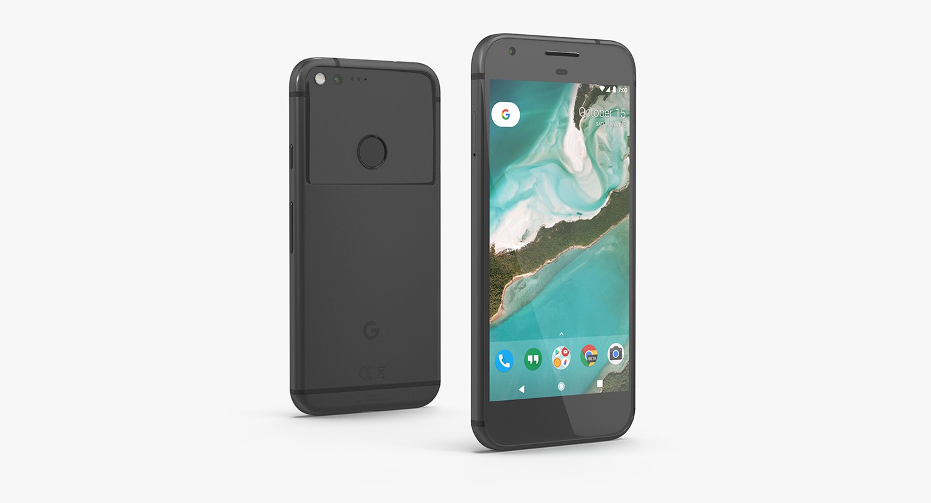 Google Pixel XL Phone Quite Black 3D Model 3D model preview